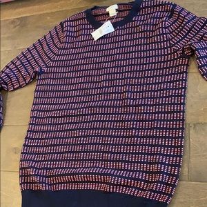 J Crew Pink & Navy Sweater Size Small